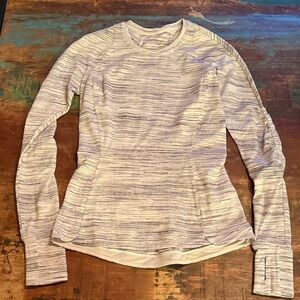 lululemon athletica Gray and White Long Sleeve Top